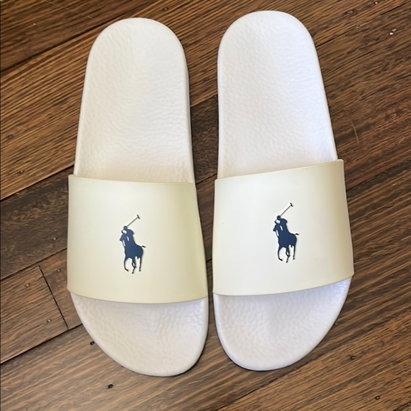 Polo Ralph Lauren White Slides - Picture 1 of 3
